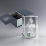 Trophée Bloc Verre Buste Marianne avec logo de la ville gravé