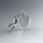 Porte Clé Cœur Verre sans gravure ni suédine.