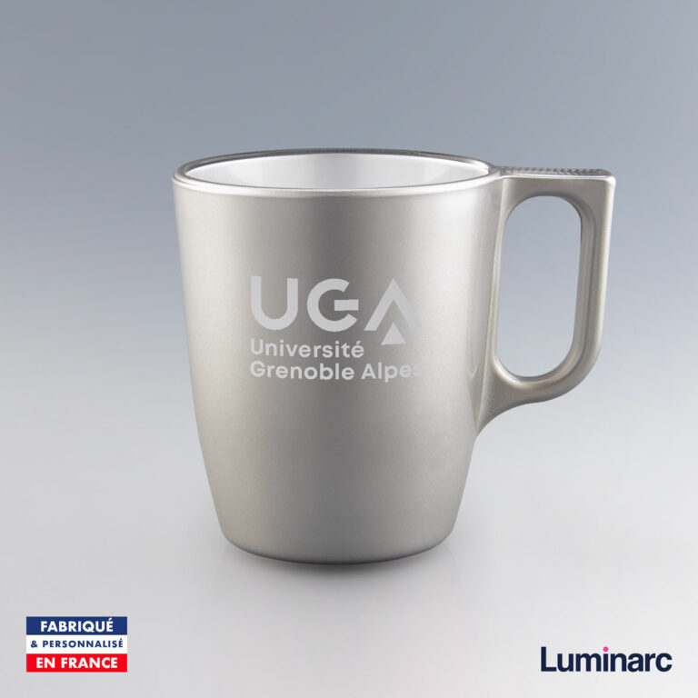 Mug Luminarc 25 cl argent avec le logo de l’Université Grenoble Alpes