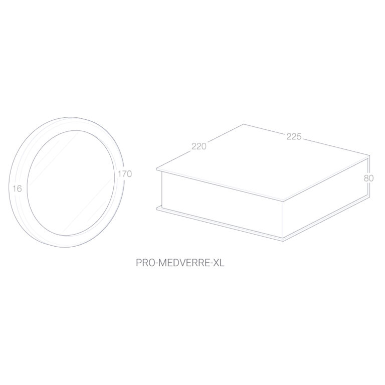 Dimensions de la Grande Médaille XL personnalisée : diamètre 17 cm, épaisseur 1,6 cm, coffret 22 x 22,5 x 8 cm.