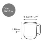 Dimensions de la tasse Duralex Lys 31 cl Dimensions de la tasse Duralex Lys 31 cl : hauteur de 9,8 cm et diamètre de 8,1 cm hors anse.