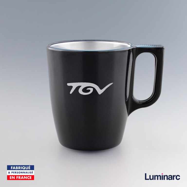 Mug Luminarc 25 cl noir avec le logo TGV gravé sur la face avant
