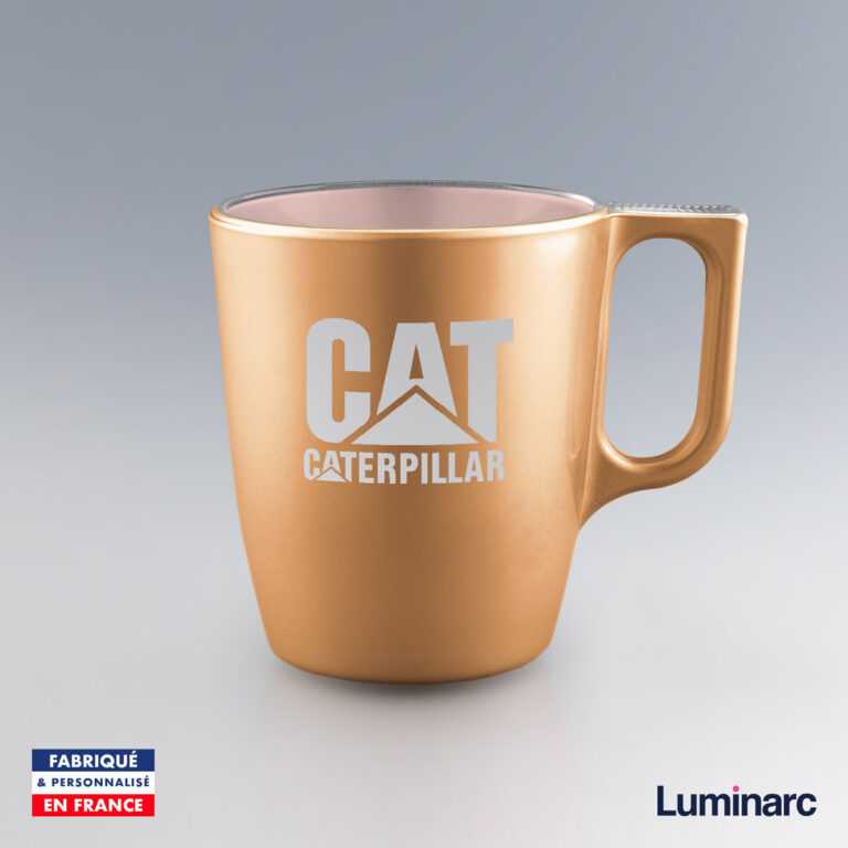 Mug Luminarc 25 cl or avec le logo CAT Caterpillar sur la face avant