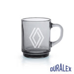 Mug Duralex Versailles 26 cl gris avec le logo Renault en marquage clair sur la face avant.