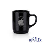 Mug Duralex Versailles 26 cl noir avec le prénom Sabrina, une pomme stylisée et le texte « 50 Years of Thinking Different ».