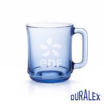 Tasse Duralex Lys 31 cl bleu marine avec logo Tasse Duralex Lys 31 cl en verre bleu marine avec anse et logo EDF clair sur la face avant.