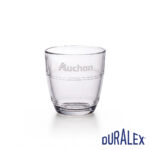 Duralex Gigogne 9 cl transparent personnalisé Verre Duralex Gigogne 9 cl transparent avec le logo Auchan sur la partie haute.