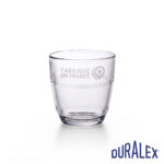 Duralex Gigogne 9 cl — Marquage Fabriqué en France Verre Duralex Gigogne 9 cl transparent avec l’inscription « Fabriqué en France » et un pictogramme de localisation.