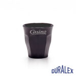 Duralex Picardie noir 9 cl — Gravure de logo Verre Duralex Picardie noir 9 cl avec le logo Casino en marquage clair sur la partie haute.